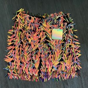 NWT Missguided multi-color metallic fringe mini skirt